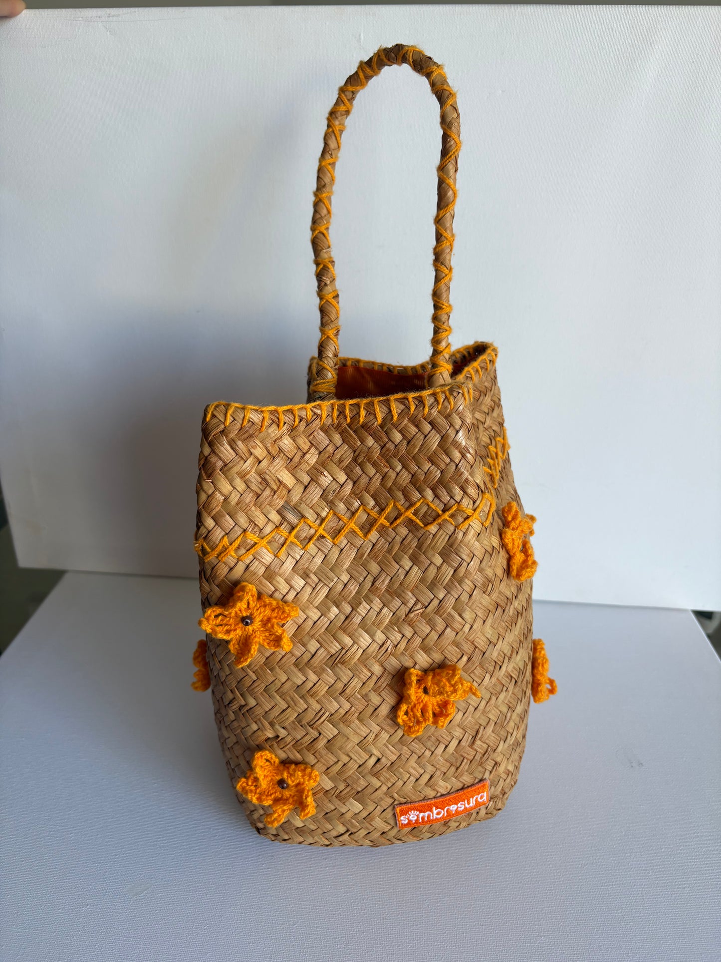 Bolso de palma y crochet