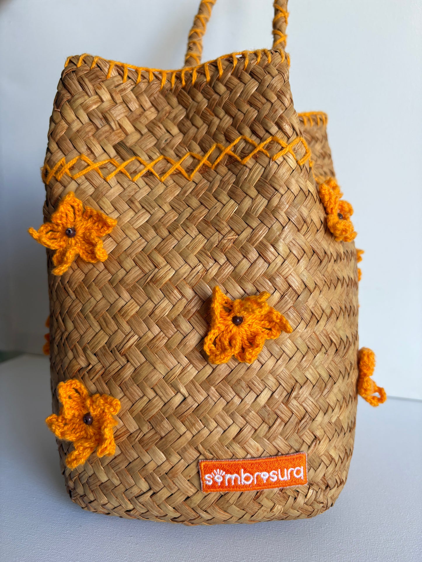 Bolso de palma y crochet